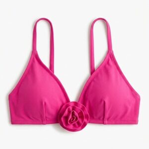 J.Crew Women Small Pink Bikini Top Rosette CI127 Floral Triangle Swimwear